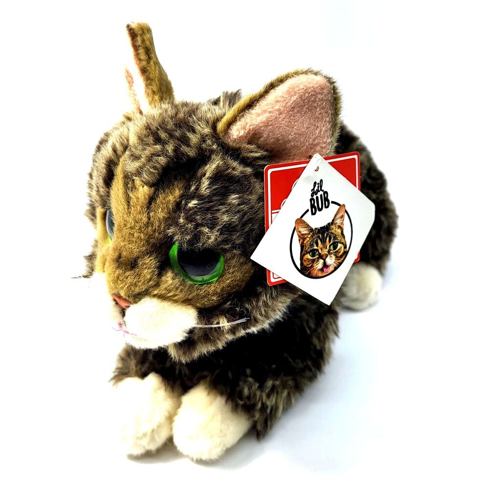 Cuddle Barn Lil Bub Kitty Cat Plush Animal Brown Tabby Green Eyes